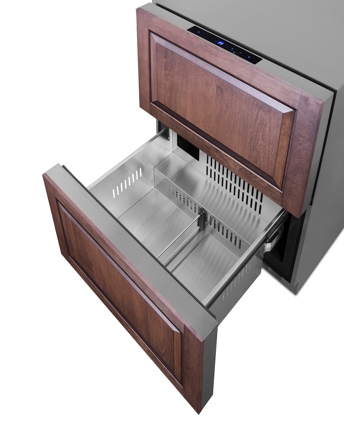 24 in. wide ADA compliant 2-drawer all-refrigerator for indoor or outdoor residential or commercial use, stainless steel exterior with panel-ready drawer fronts